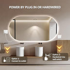 55"x28" Oval Led Bathroom Mirror with Lights, Frameless Backlit Vanity Mirror for Wall, Anti Fog Smart Mirror with 3 Colors Stepless Dimmable, Waterproof, Explosion-Proof, Vertical/Horizontal