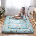 MAXYOYO Rustic Floral Korean Floor Mattress, Foldable Bed Roll Up Camping Mattress, Twin Size