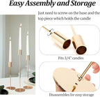 Set of 6 Gold Taper Candle Holders, Metal Gold Candlestick Holders, Tall Candle Holder, Fits 3/4 inch Thick Candle&Led Candles, for Table Centerpiece, Wedding, Dinning, Party Home Decor