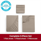 Mellanni Extra Deep Twin XL Sheets - 3 PC Iconic Collection Bedding - Hotel Luxury, Ultra Soft, Cooling Bed Sheets - Wrinkle, Fade, Stain Resistant (Twin Extra Long, Tan)