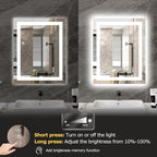 24X30 LED Bathroom Mirror with Lights, Anti-Fog, Dimmable, Backlit + Front Lit, Smart Bathroom Vanity Mirror, Memory Function, Shatterproof, Tempered Glass (Horizontal/Vertical)