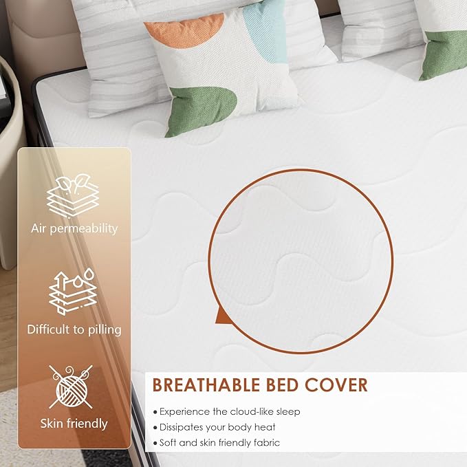 PayLessHere | 10 Inch King Mattress | Medium Firm Hybrid Mattress | White | with High-Density Foam and Breathable Cover | Pocket Spring Design, Pressure Relief | Bed in a Box, CertiPUR-US Certified