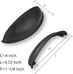 khtumeware 10 Pack 4" Drawer Pulls Matte Black Cabinet Cup Pulls Kitchen Hardware Cabinet Handles Drawer Handles Knobs 4 inch Hole Center