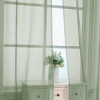 OVZME 2 Pieces Bedroom Curtains 96" Length for Farmhouse, Voile Drapes Light Airy Window Decor for Patio Door Living Room Bedroom Dining, Sage Green, Each W42 X L96 inches, 1 Pair