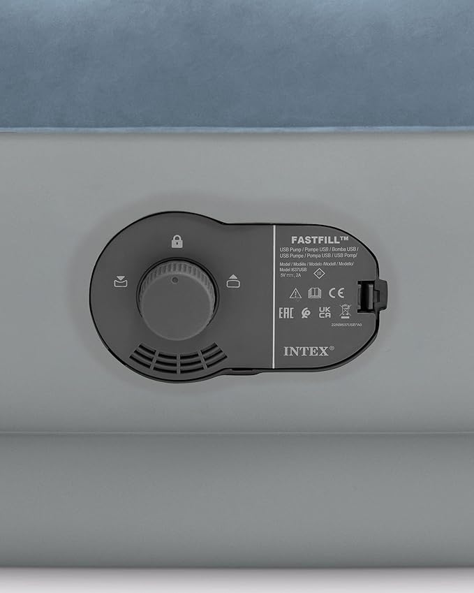 Intex 64157E Dura Beam Plus Mid-Rise Air Mattress: Fiber Tech Twin Size Built in USB Electric Pump 14in Bed Height 300lb Weight Capacity (Pack of 3)