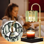 Candle Warmer Lamp with Timer, Dimmable Candle Wamer Adjustable Height, Glass Modern Candle Melter Lamp, Elegant Home Decor, Green, Gifts for Women Mom