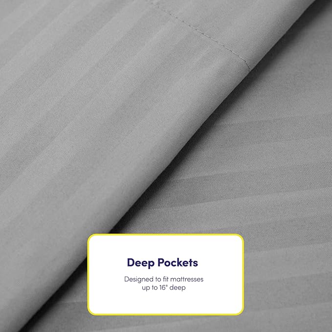 Full Size Bed Sheets - 6 Piece 1500 Supreme Collection Fine Brushed Microfiber Deep Pocket Full Sheet Set Bedding - 2 Extra Pillow Cases, Great Value, Full, Dobby Silver