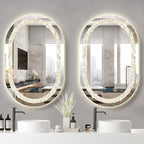 Crystal Oval Vanity Mirror with Lights 16 x 24 Inch Crystal Oval Lighted Mirror for Bathroom Wall Horizontal/Vertical Mount Makeup Table Diamond LED Ovals Mirrors Lights Smart 3 Color Antifog