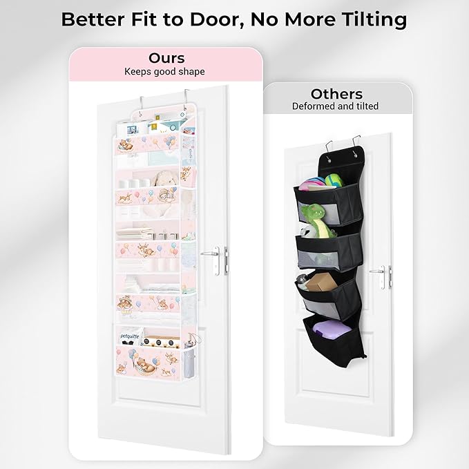 Clastyle Animals Over The Door Organizer Star Nursery Hanging Storage Organizer for Kids Clothes Diaper Toy Closet Door Hanging Shelf Storage for Bedroom Bathroom Pantry, Balloon, 5-Tier