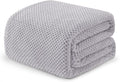 Exclusivo Mezcla Fleece Bed Blanket Twin Size, Super Soft and Warm Blankets for Couch, Sofa and Bed Waffle Textured, Cozy, Fuzzy and Lightweight (Light Grey, 60x80 inches)