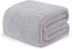 Exclusivo Mezcla Fleece Bed Blanket Twin Size, Super Soft and Warm Blankets for Couch, Sofa and Bed Waffle Textured, Cozy, Fuzzy and Lightweight (Light Grey, 60x80 inches)