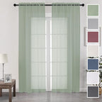 Chyhomenyc Sage Green Sheer Curtains 72 Inch Length 2 Panels, Light Filtering Airy Breathable Rod Pocket Voile Drapes for French Door Bedroom Living Room, Each 42x72 Inch