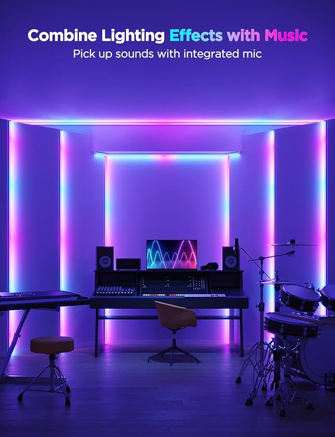 Govee RGBIC LED Strip Lights 32.8ft with Covers, Smart Lights Work with Alexa and Google Assistant, LED Diffuser Channel with LED Lights for Bedroom, Skirting Lines, Studio, Cabinet