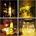 YJFWAL 24Pack 20LED Wine Bottle Lights with Cork, Silver Copper Wire Fairy Mini String Lights, Battery Operated for DIY, Party, Wedding, Christmas, Halloween Decor (Warm White)