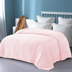 Exclusivo Mezcla Fleece Twin Size Blanket for Bed, 90x66 Inches Soft Cozy Jacquard Flannel Blankets, Lightweight Fuzzy Plush Warm for Winter, Light Pink