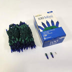 Brite Star 100 Count Mini String Christmas Lights, Blue - 22 feet Indoor/Outdoor Christmas Tree Lights with Green Wire