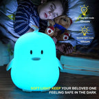Big Size Night Light, Portable Silicone Bedside Lamp, Multicolor Light with Remote Control, USB Rechargeable led Light for Kids/Baby Bedroom/Adults/Children/Gift - Large Penguin