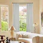 KangBang 100% Blackout Linen Curtains 63 Inches Long 2 Panels, Thermal Insulated Back Tab Loop Pocket Pleated Neutral Small Window Drapes for Bedroom, Greyish White,52x63