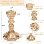 Gold Glass Candlestick Set of 6 Clear Crystal Glass Candle Holders Taper Holder Decor for Wedding Birthday Party
