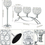 Crystal Tealight Candle Holder Centerpiece Home Decorative Candlestick Holder Elegant Table Centerpiece Home Decor Wedding Party Anniversary (Silver, Set of 3)