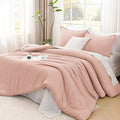 Litanika Comforters Blush Super King Size, 3 Pieces Lightweight Solid Bedding Set & Collections, All Season Fluffy Bed Set (120x120In Comforter & 2 Pillowcases)