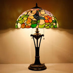 Tiffany Table Lamp Butterfly Flower Stained Glass Desk Lamp 16X16X24 Inches Reading Light