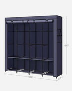 SONGMICS Portable Closet, Wardrobe Closet Organizer with Cover, 4 Hanging Rods and Shelves, 4 Side Pockets, 66.9 x 17.7 x 65.7 Inches, Large Capacity for Bedroom, Living Room, Dark Blue URYG094I02