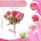 Tigeen 12 Bundles Peonies Artificial Flowers Faux Roses Silk Flowers Hydrangea Artificial Bouquet for Wedding Table Centerpiece Floral Vase Home Office Bridal Decor (Rose Pink)