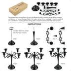 Metal Candle Holders 5 Wicks Black Candle Holders for Candlesticks Taper Candles（10.6 inch Tall Candelabra, for 1/2-1 inch Pillar Candles Diameter Each）,Candle Stand Decoration