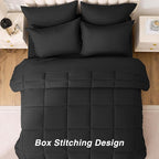 Love's cabin Queen Comforter Set Ash Black, 7 Pieces Queen Bed in a Bag, All Season Bedding Sets with 1 Comforter, 1 Flat Sheet, 1 Fitted Sheet, 2 Pillowcase and 2 Pillow Sham
