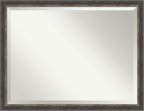 Amanti Art Brown Bathroom Mirror for Over Sink, 33x43 Bark Rustic Char Narrow Rectangle Vanity Mirror, X-Large Country Rustic Frame, Hangs Horizonally and Vertically, Bathroom Wall Decor, Beveled Edge