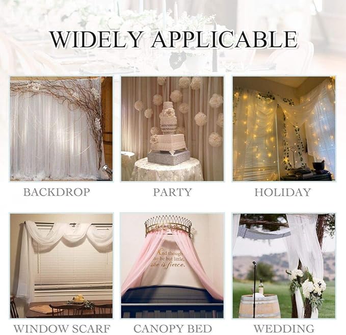 RYB HOME Canopy Bed Curtains - Long Sheer Window Scarf, Valances Curtains for Wedding Arch French Door Patio Frame Party Event Backdrops, 60 x 216 inch Long per Panel, 2 Pieces, Beige