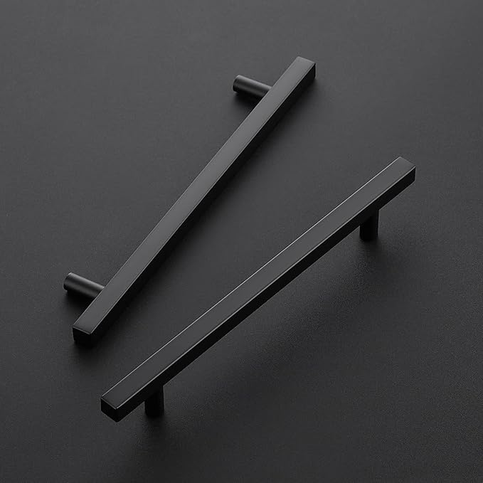 Ravinte Black Cabinet Handles 10 Pack 6-3/10 inch Matte Black Square Cabinet Pulls Kitchen Hardware 8-4/5 inch Overall Length Kitchen Drawer Pulls