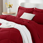 CozyLux Full Size Comforter Sets Dark Red - 7 Pieces Bed in a Bag Full, Luxury Soft Bed Set for All Seasons, Bedding Set with Down Alternative Comforter, Sheets, Pillowcases & Shams
