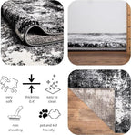 Keen Home Design Area Rugs - 5x8 Non-Shedding, Abstract Rugs for Kitchen, Living Room, Bedroom, Dining Room, Entryway - Size: 5'3" x 7'7", Abstract Black