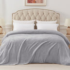 Exclusivo Mezcla Fleece Blanket Twin Size for Bed, Super Soft and Warm, All Season Use, Cozy, Plush, Lightweight, 60x80 Inches Light Grey
