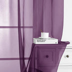 Chyhomenyc Plum Sheer Curtains 63 Inch Length 2 Panels, Rod Pocket Solid Window Sheer Curtain Panels, Elegant Curtains & Drapes for Living Room Bedroom 2 Panels (Plum, 42 W x 63 L)