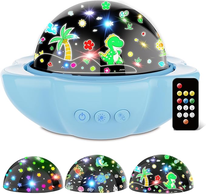 Night Light for Kids,Dinosaur Night Lights Projector,Remote Dimmable Timer Star Projector,360° Slient Ocean Lights for Ceiling Projector,Christmas Birthday Gifts for Boys&Room Decor