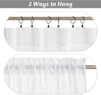 RYB HOME White Sheer Curtains 63 inches, Machine Washable Light Filtering Textured Short Curtains for Home Office Dormitory Sunroom Bathroom, W 42 x L 63 inches, 2 Panels Set