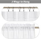 RYB HOME White Sheer Curtains, Extra 66 inches Widith Rod Pocket Light Filtering Breathable Semi Sheer Curtains for Living Room, W 66 x L 63 inches, 2 Panels Set