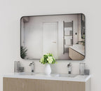 VocalStar Black Metal Framed Bathroom Mirror for Wall, 32 x 40 Inch Large Rounded Rectangle Matte Black Bathroom Vanity Mirror Farmhouse, 1/4-inch Shatterproof Glass | Ultra-Flush Hanging