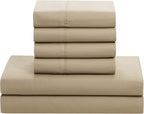 Sweet Home Collection 7 Piece Comforter Set Bag Solid Color All Season Soft Down Alternative Blanket & Luxurious Microfiber Bed Sheets, Taupe, Queen