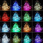 24 Colors Changing Fairy String Lights USB Powered with Remote Control, 33ft 100 RGB LED Bright Silver Wire Firefly Lights for Christmas Tree Wedding Party Indoor Garden Patio Holiday Outdoor Décor