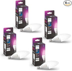 Philips Hue Smart 40W B39 Candle-Shaped LED Bulb - White and Color Ambiance Color-Changing Light - 4 Pack - 450LM - E12 - Control with Hue App - Works with Alexa, Google Assistant and Apple Homekit