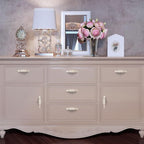 6Pcs 5" Hole to Hole Euro Rose Decorative Cabinet Pull Handles Ivory Vintage Kitchen Zinc Alloy Flower Drawer Dresser Vanity Nightstand Cupboard Wardrobe Pull Handles