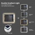 LED Mirror, 44x36 Inch Gradient Front and Backlit Lighted Mirror, 3 Colors Dimmable CRI>90 Double Lights, IP54 Enhanced Anti-Fog, Hanging Plates Bathroom Mirror with Lights