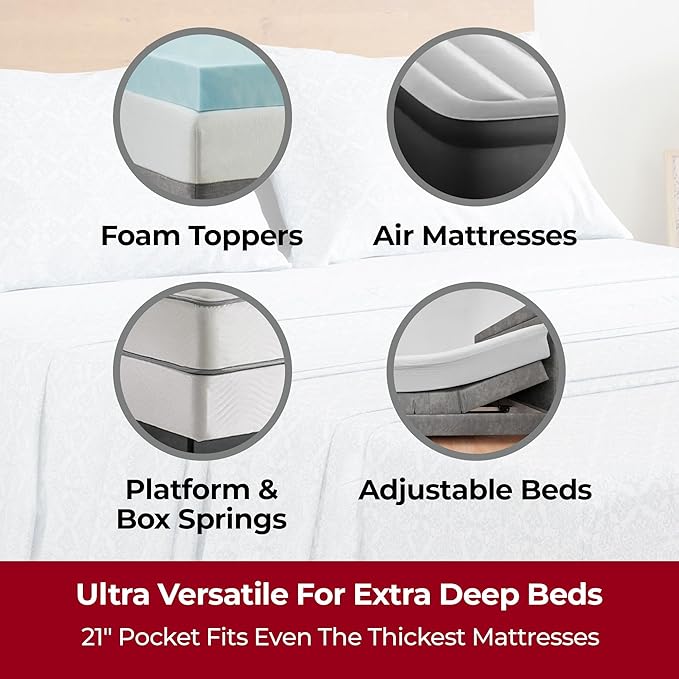 Mellanni Extra Deep Twin XL Sheets - 3 PC Iconic Collection Bedding - Luxury, Ultra Soft, Cooling Bed Sheets - Wrinkle, Fade, Stain Resistant (Twin Extra Long, Laced Sky Blue)
