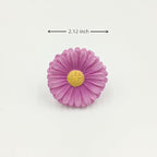 Daisy Vintage Resin Hand Painted Drawer Pulls Cabinet Knobs Handles Country Kitchen Home Decoration Purple (Pack of 6)