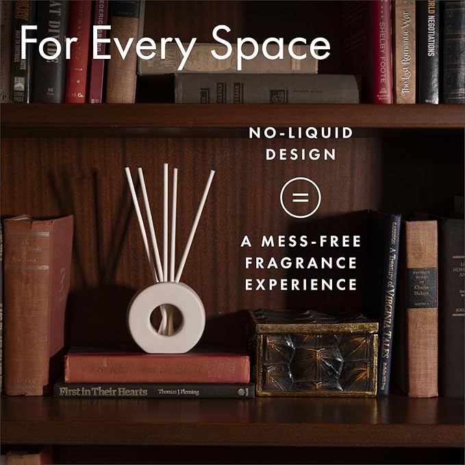 ScentAir Infused Liquidless Reeds | Includes 25 Flameless Reeds and 1 Decorative Vase, White | Essential Oil Aroma Diffuser Sticks | Fresh Spa Scents | Gifting Fragrance | Dark Vanilla Pomelo