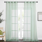 NICETOWN Sage Green Sheer Curtains 90 inch Long 2 Panels Set, Grommet Voile Sheer Textured Casual with Light Filtering Window Curtain Drapes for Bedroom/Living Room, W54 x L90
